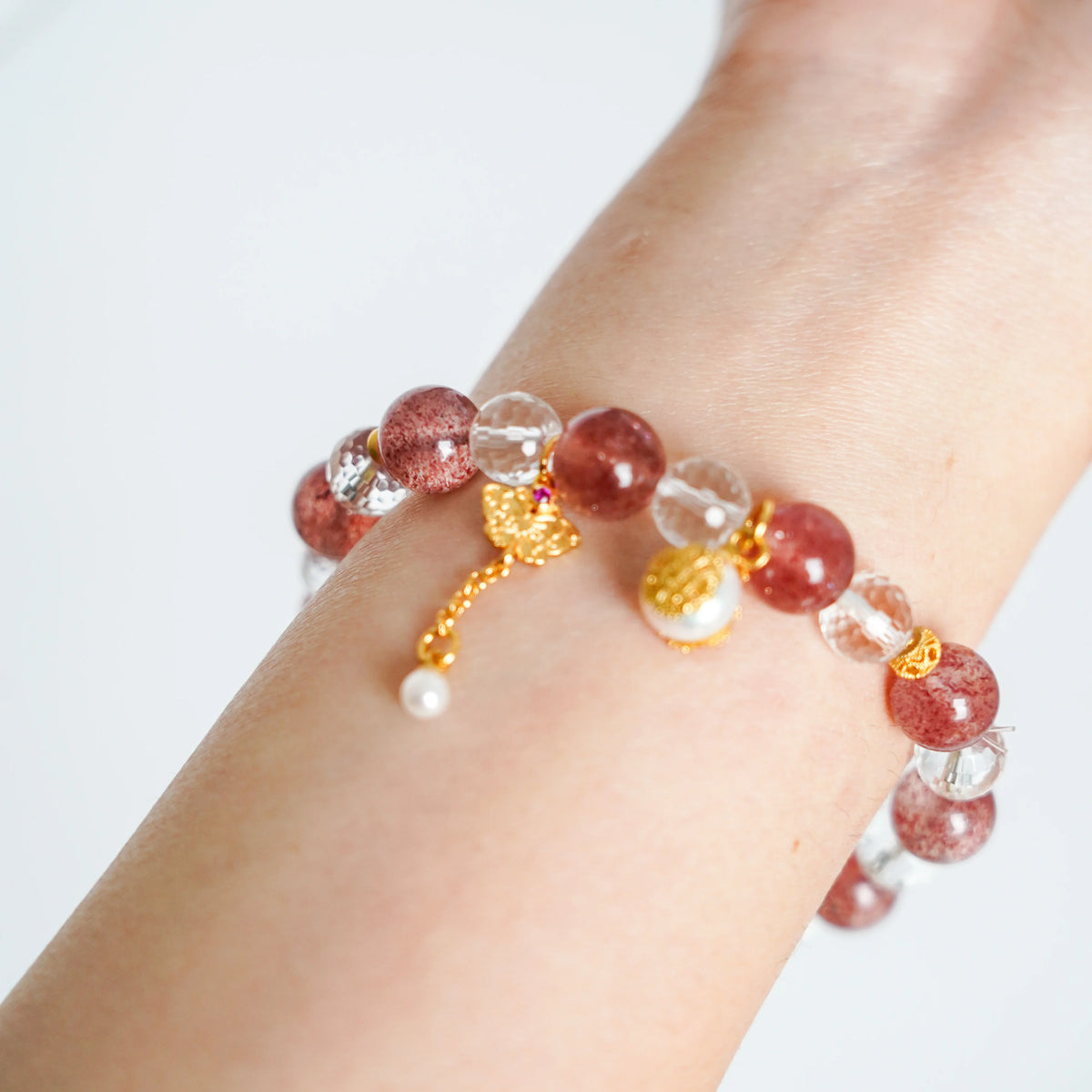 Strawberry Quartz & Clear Quartz Bracelet by Luananio – product detail 5
