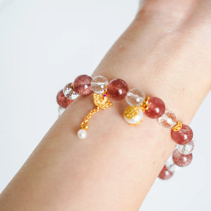 Strawberry Quartz & Clear Quartz Bracelet by Luananio – product detail 5