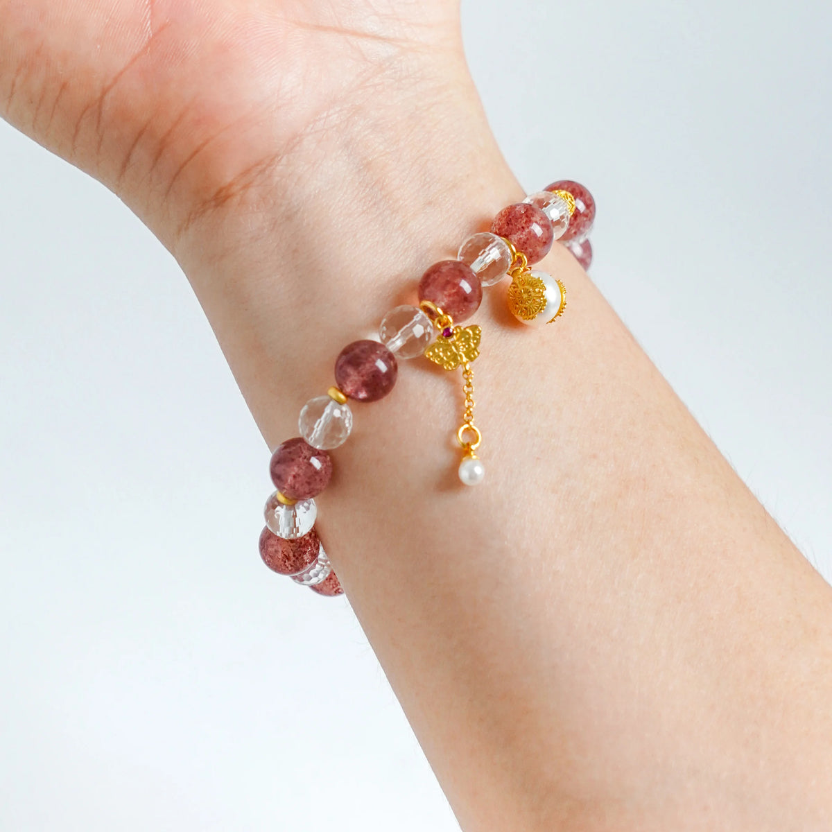 Strawberry Quartz & Clear Quartz Bracelet by Luananio – product detail 7