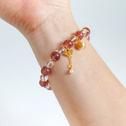 Strawberry Quartz & Clear Quartz Bracelet by Luananio – product detail 7