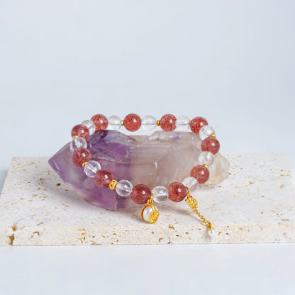 Strawberry Quartz & Clear Quartz Bracelet by Luananio – product detail 6