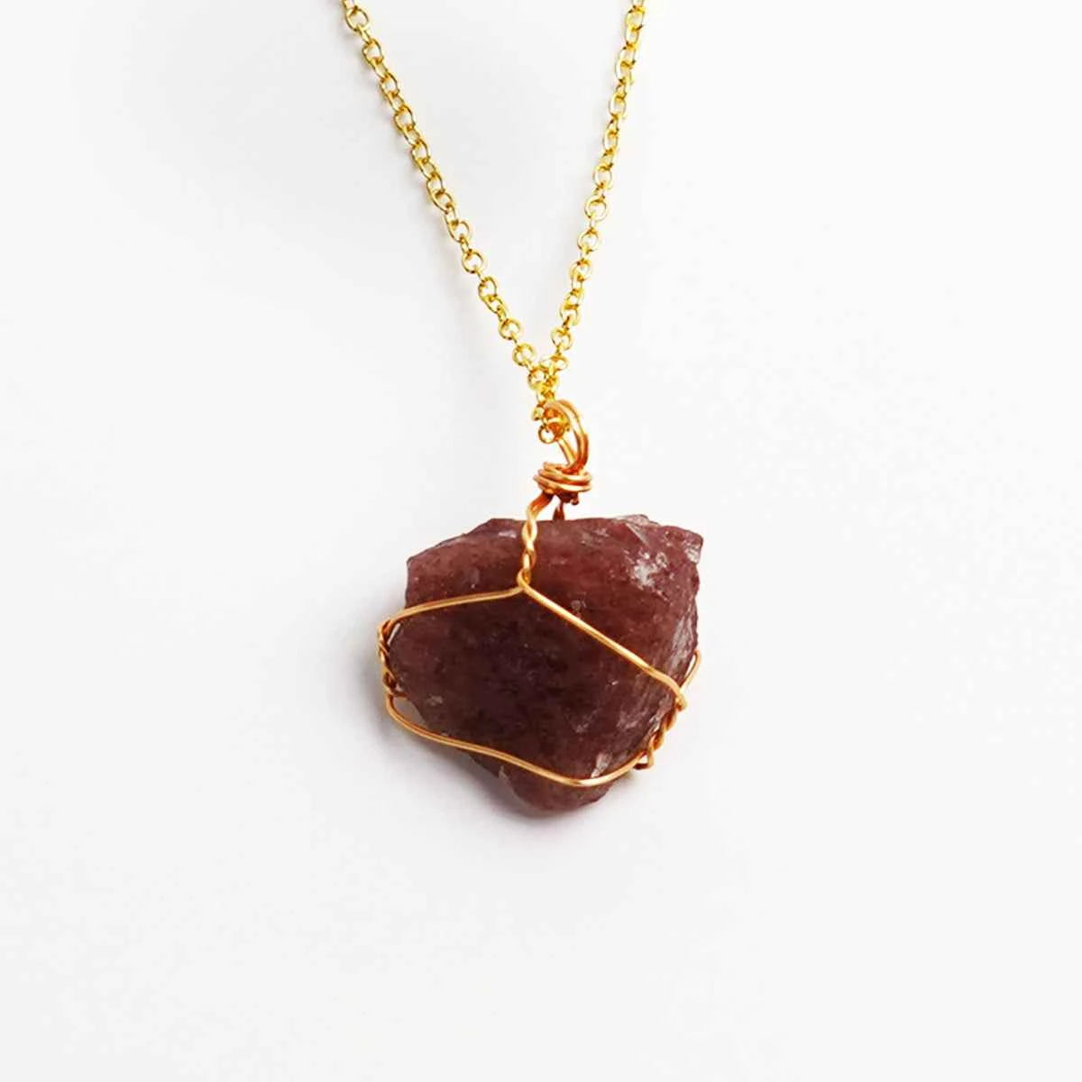 Strawberry Quartz | Tiger Eye | Red Jasper Necklace | Warmth | Vision | Vitality