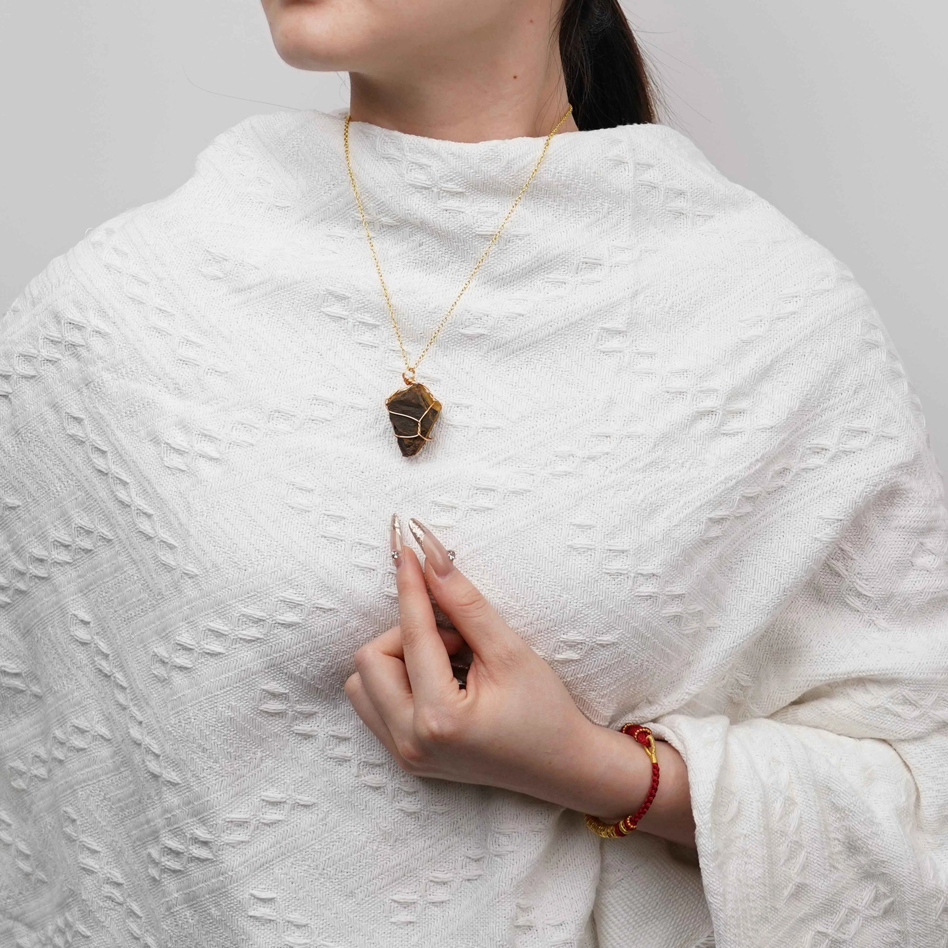 Strawberry Quartz | Tiger Eye | Red Jasper Necklace | Warmth | Vision | Vitality