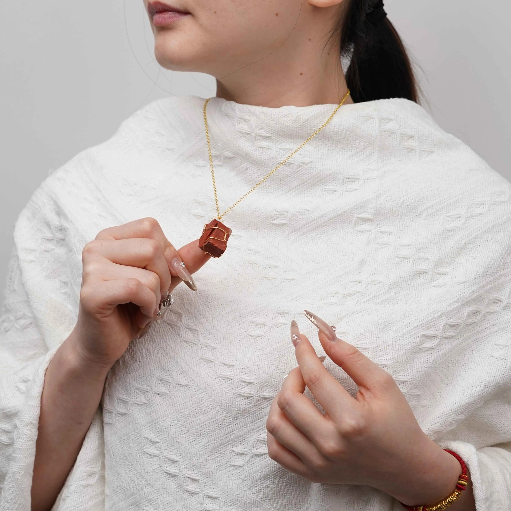Strawberry Quartz | Tiger Eye | Red Jasper Necklace | Warmth | Vision | Vitality
