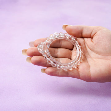 Handmade Clear Quartz & Rose Quartz Crystal Energy Bracelet with Sterling Silver Snowflake Charm