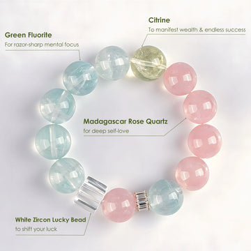 Natural Crystal Energy Charm Bracelets - Rose Quartz, Kyanite, Moonstone, Fluorite Healing Jewelry